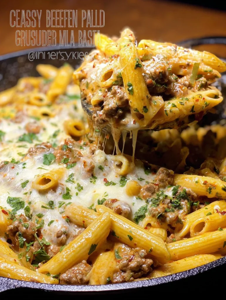 Cheesy Ground Beef Pasta Skillet