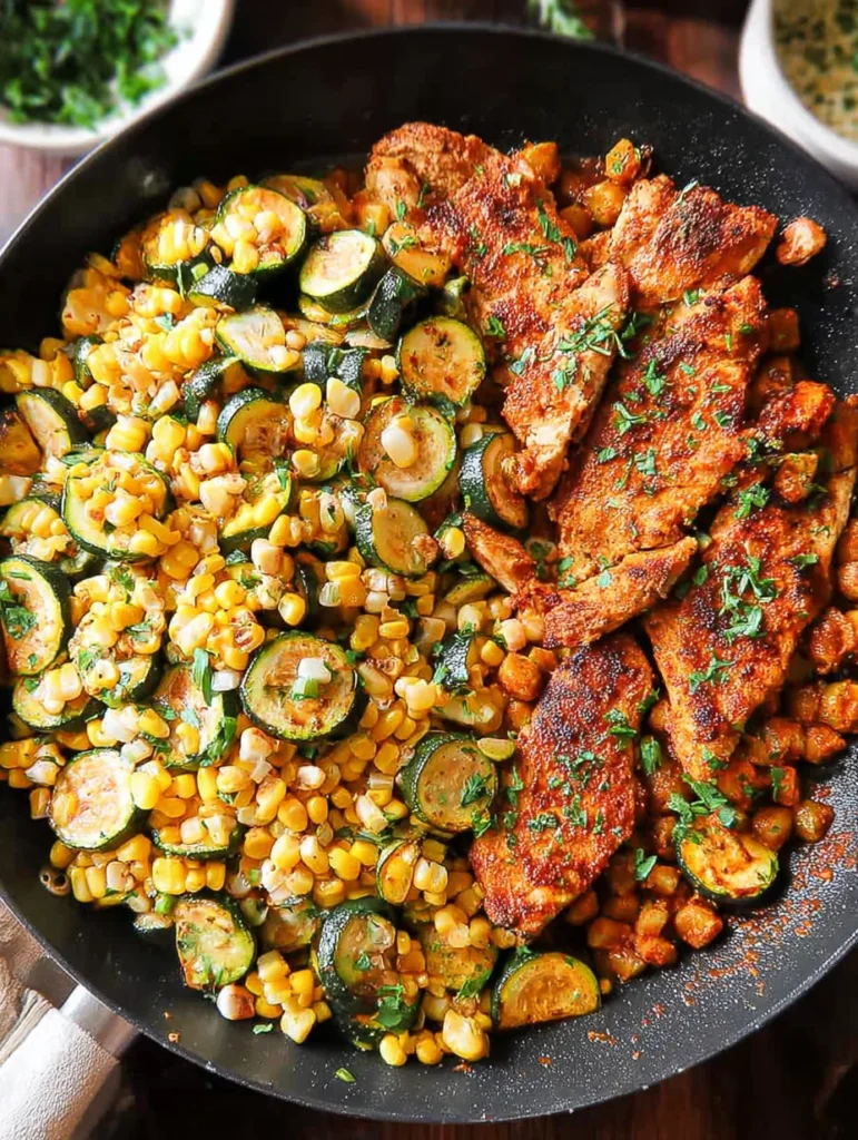 Garlic Butter Chicken with Zucchini and Corn
