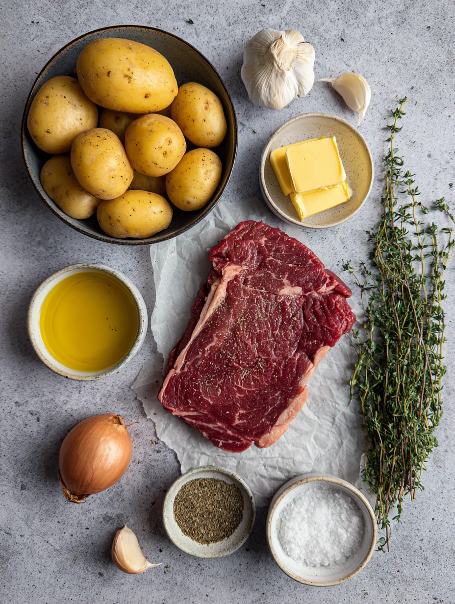 Garlic Butter Steak Bites and Potatoes