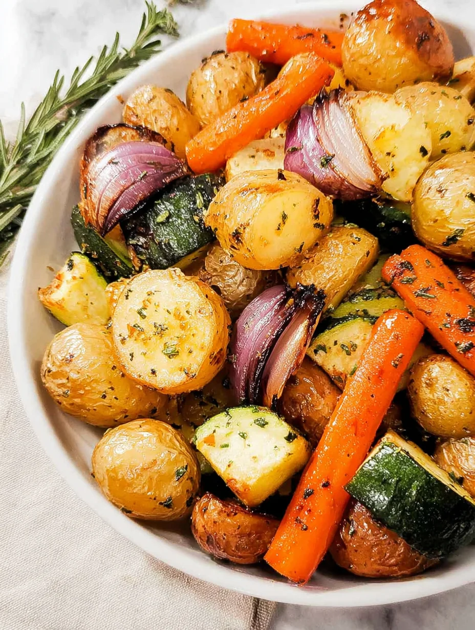 Garlic Herb Roasted Potatoes Carrots and Zucchini