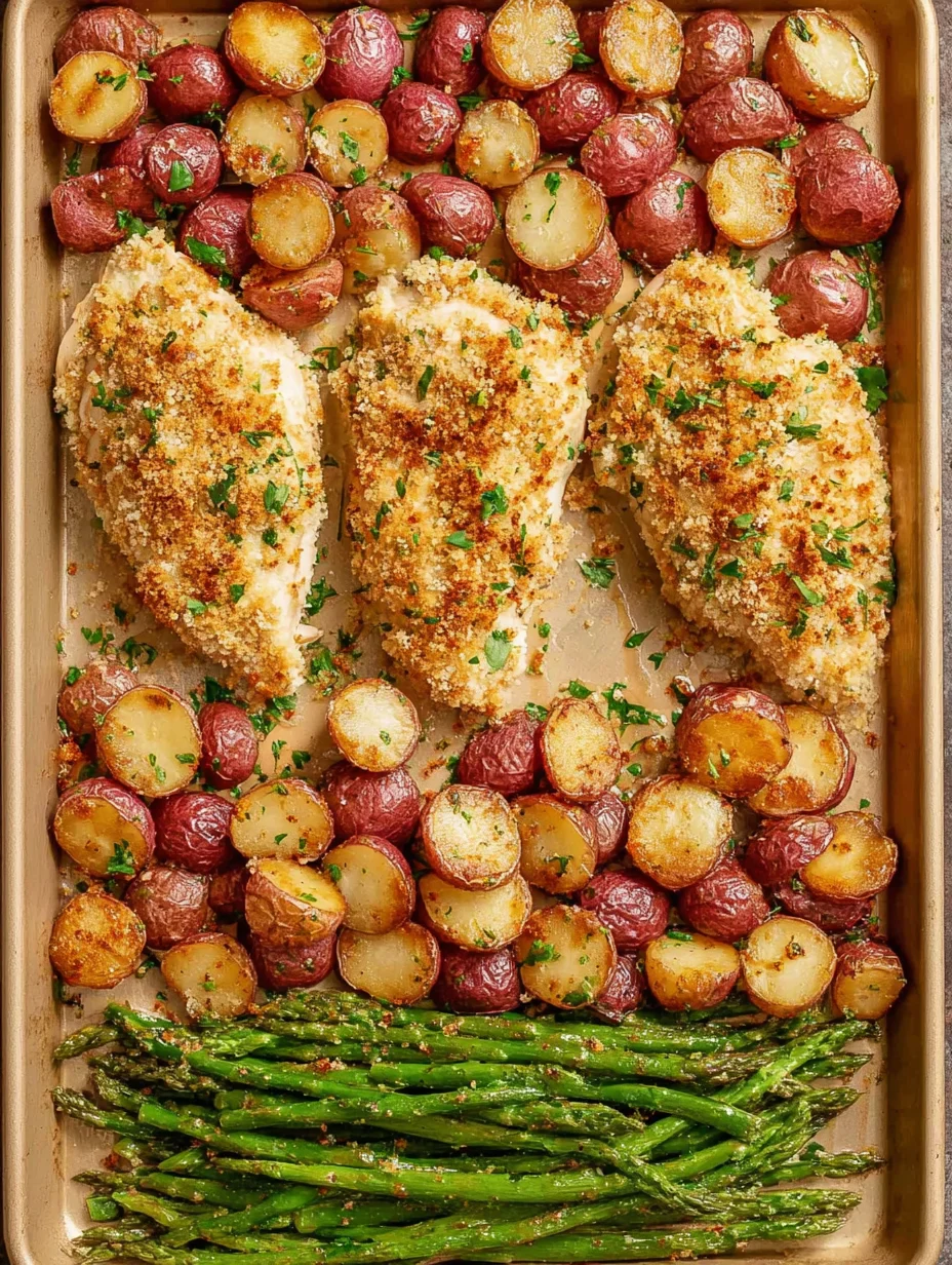 Parmesan Crusted Chicken Sheet Pan Dinner