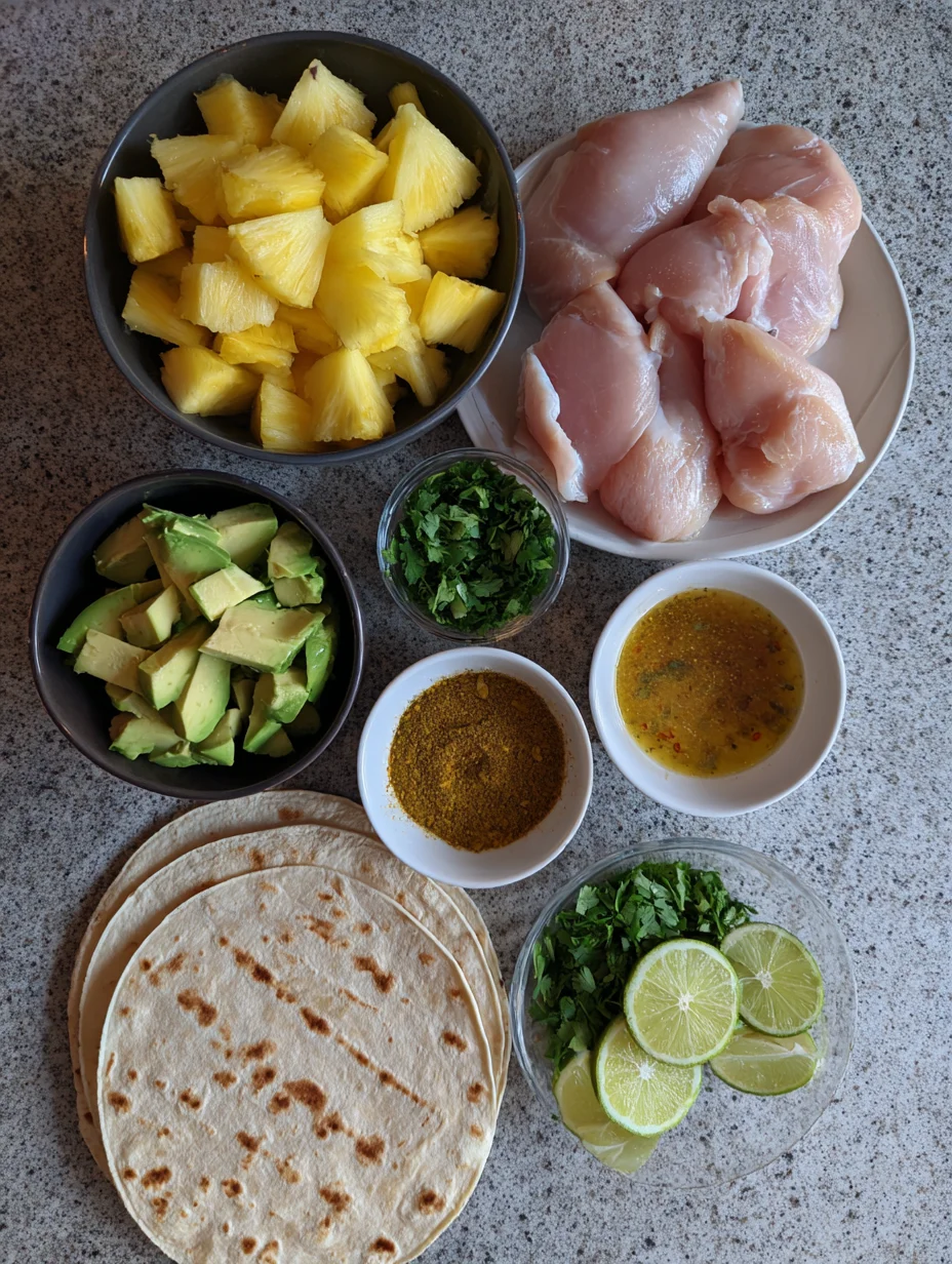 One Pan Chicken Pineapple Tacos