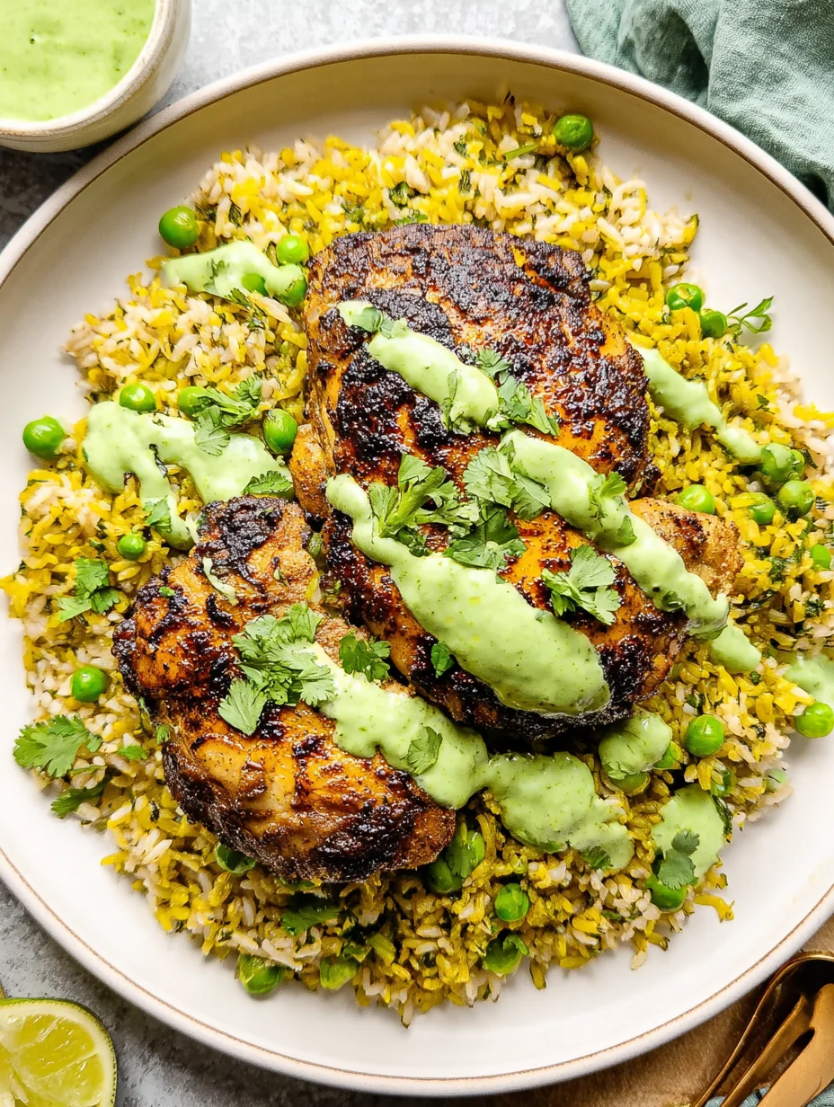 Peruvian Chicken and Rice with Green Sauce