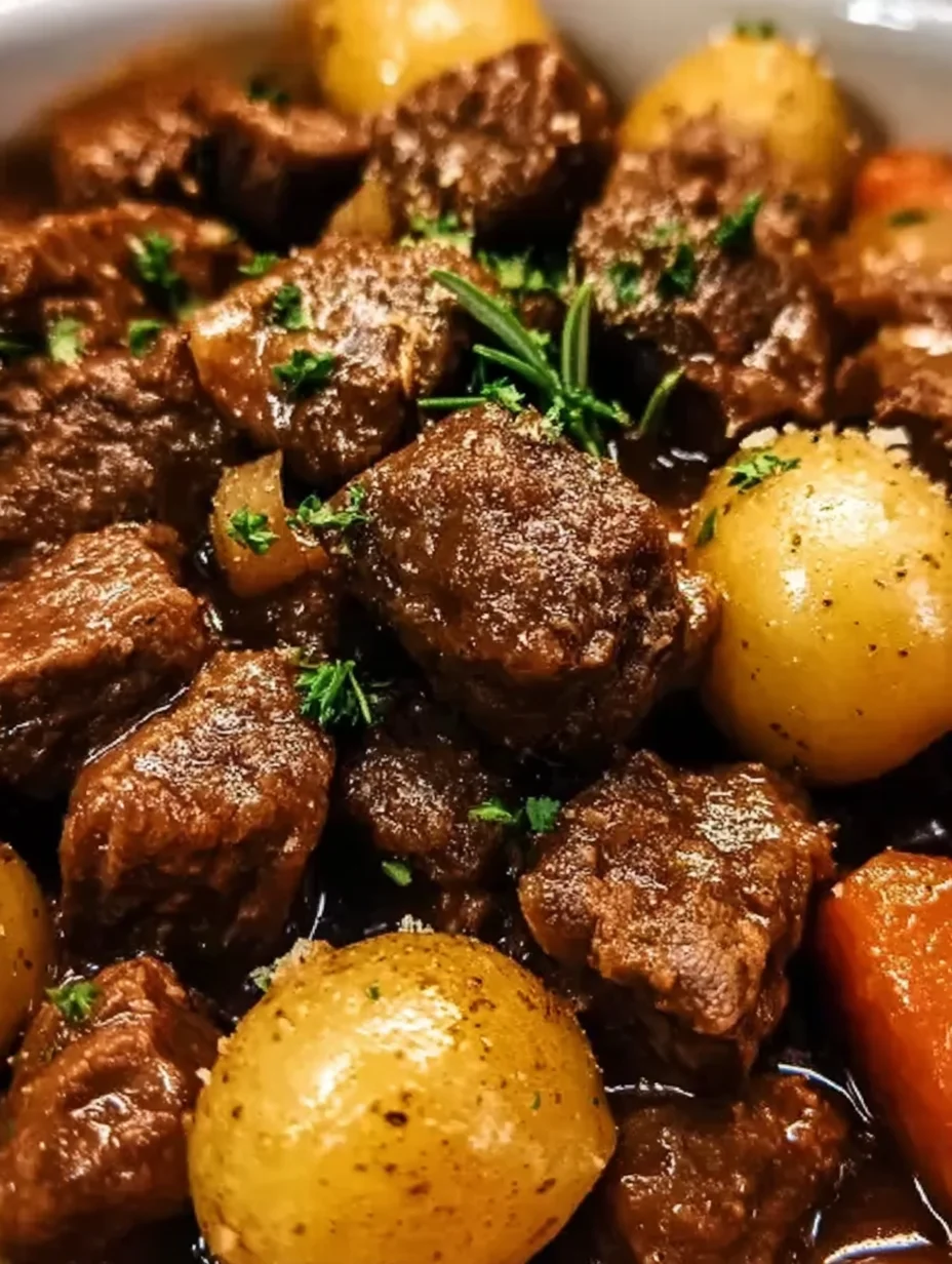 Slow Cooker Garlic Butter Beef Bites & Potatoes