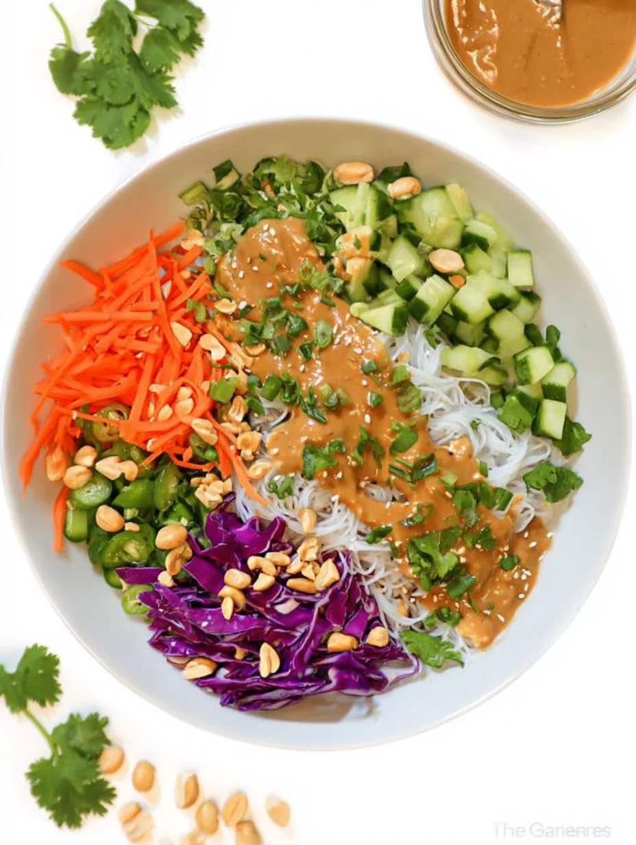 Spring Roll Bowl with Peanut Sauce