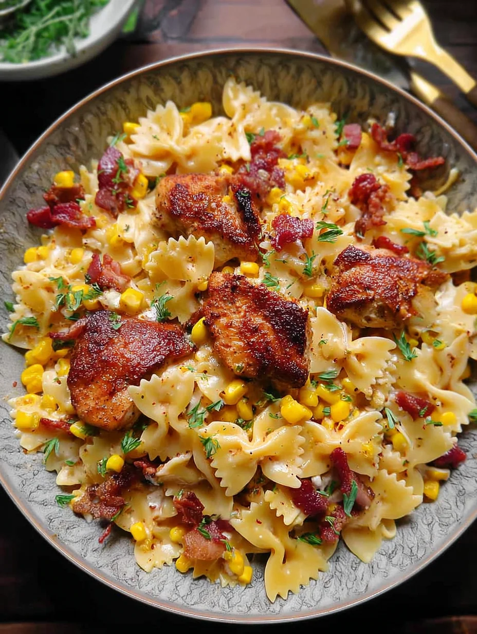 Creamy Chicken and Corn Pasta with Bacon