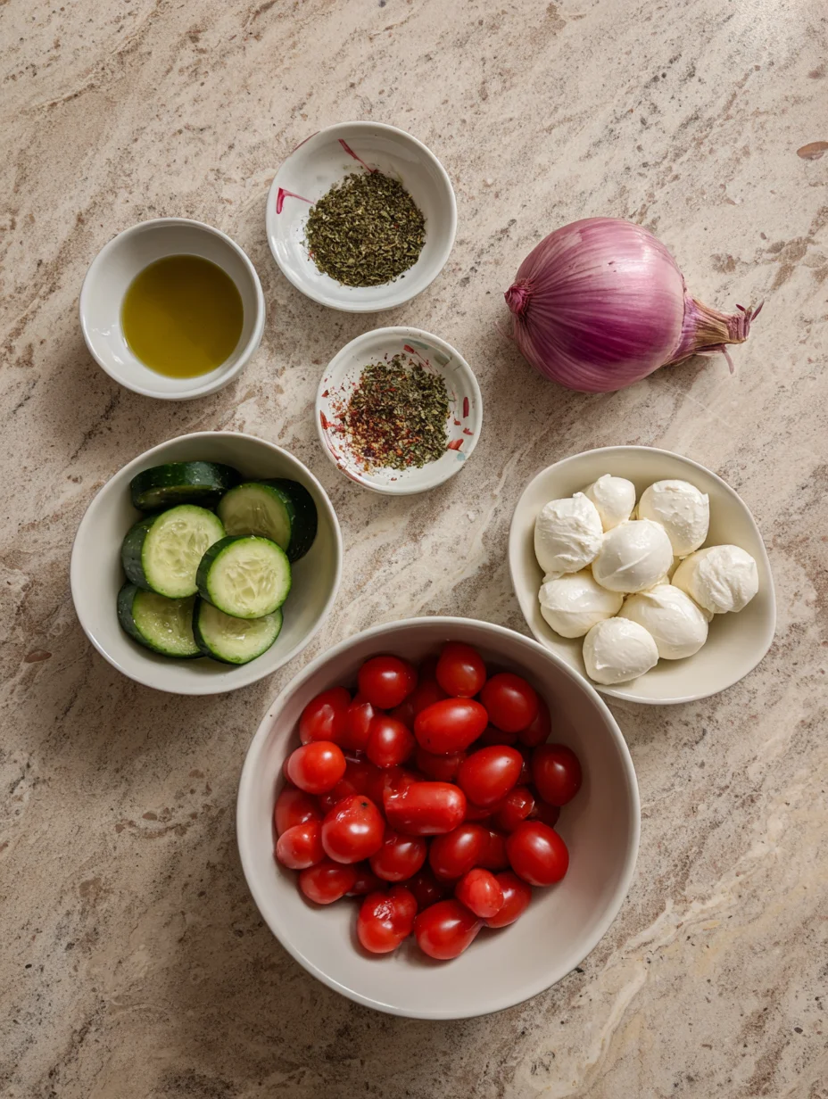 Fresh Cucumber Caprese Salad
