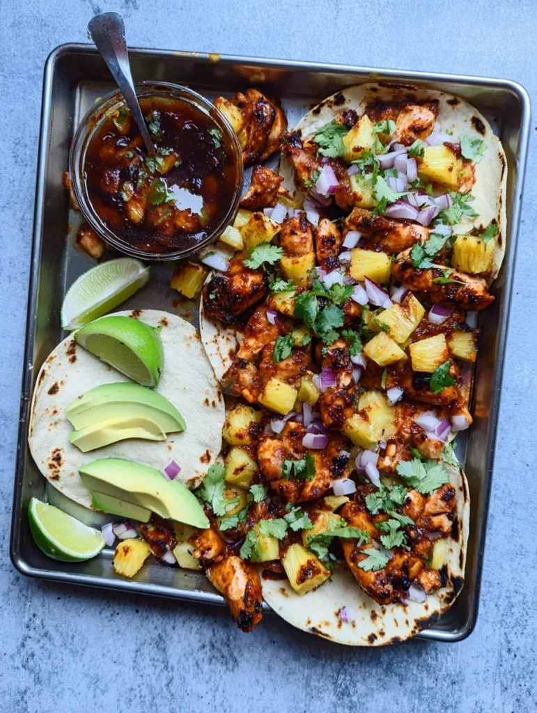 One Pan Chicken & Pineapple Tacos
