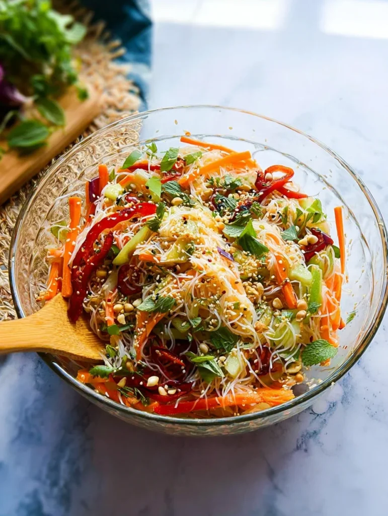 Spring Roll Salad with Spicy Ginger Dressing