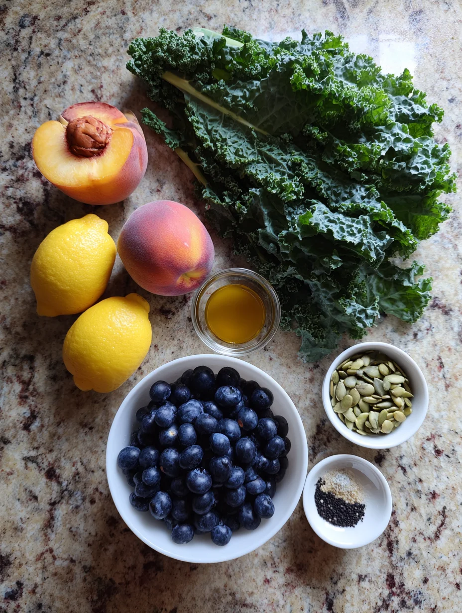 Summer Peach Blueberry Kale Salad